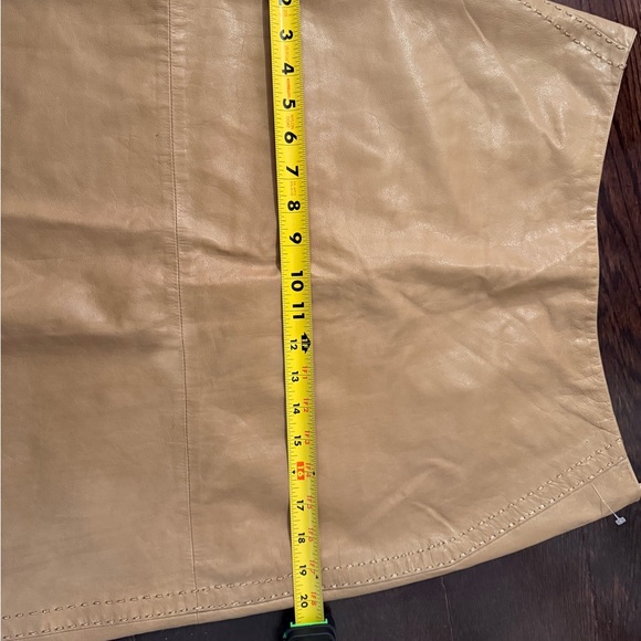Banana Republic Tan 100% Leather Pencil Midi Skirt Y2K 90s office academia 10 - Picture 10 of 11